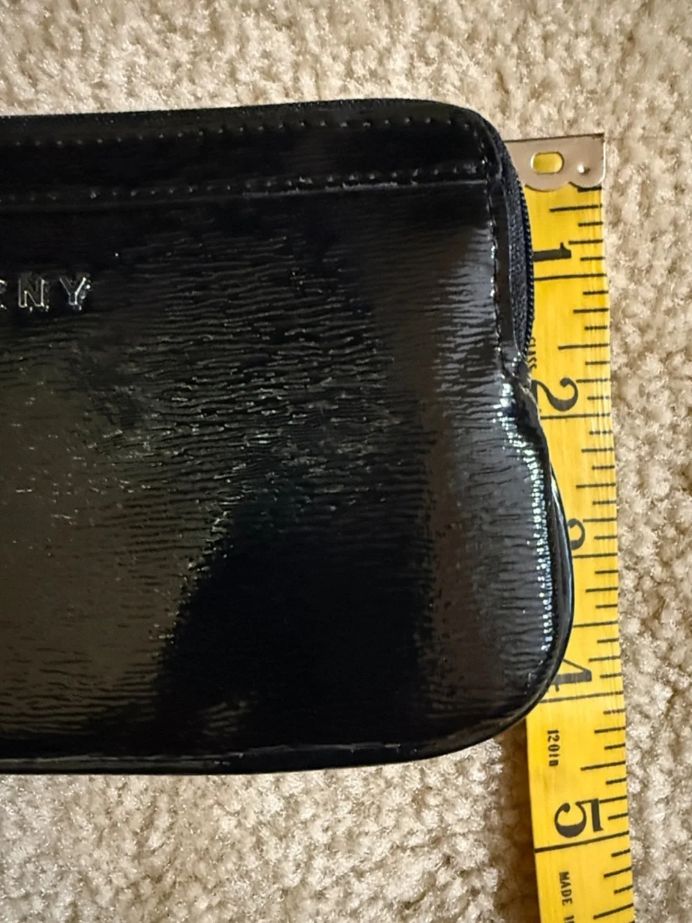 NWT DKNY Black Patent Wristlet with Strap and silver hardware